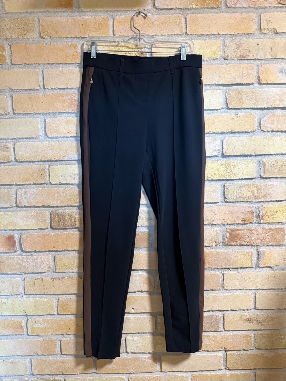Raffaello Rossi Sada Stripe Pants Size 38 (6/8) Black Brown Tuxedo Trouser